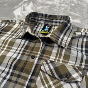 Burton Dryride Shirt Womens Med Long Sleeve Plaid Brown Green Button Up